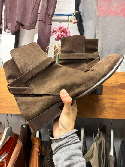 Vintage Gucci Dark Brown Suede ‘Jodhpur’ Belted Chelsea Boots