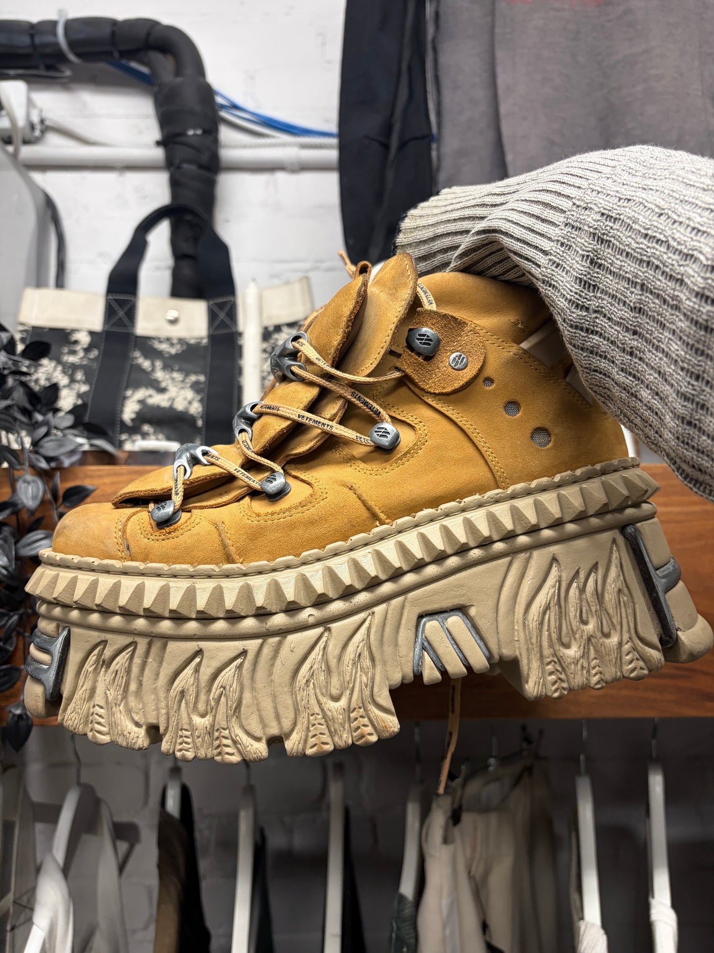 Vetements x New Rock Tan Suede Platform Boots