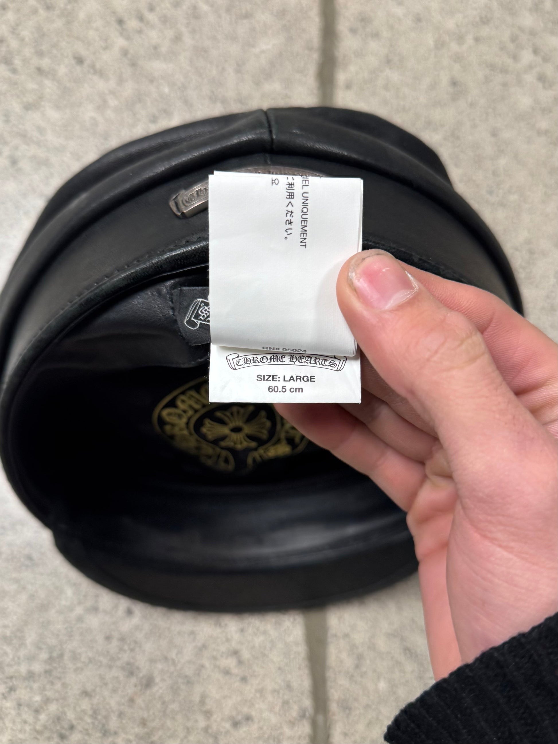 chrome hearts motorcycle helmet Chrome Hearts 'Captain' Fleur Cross Leather Hat – Alex Maxamenko