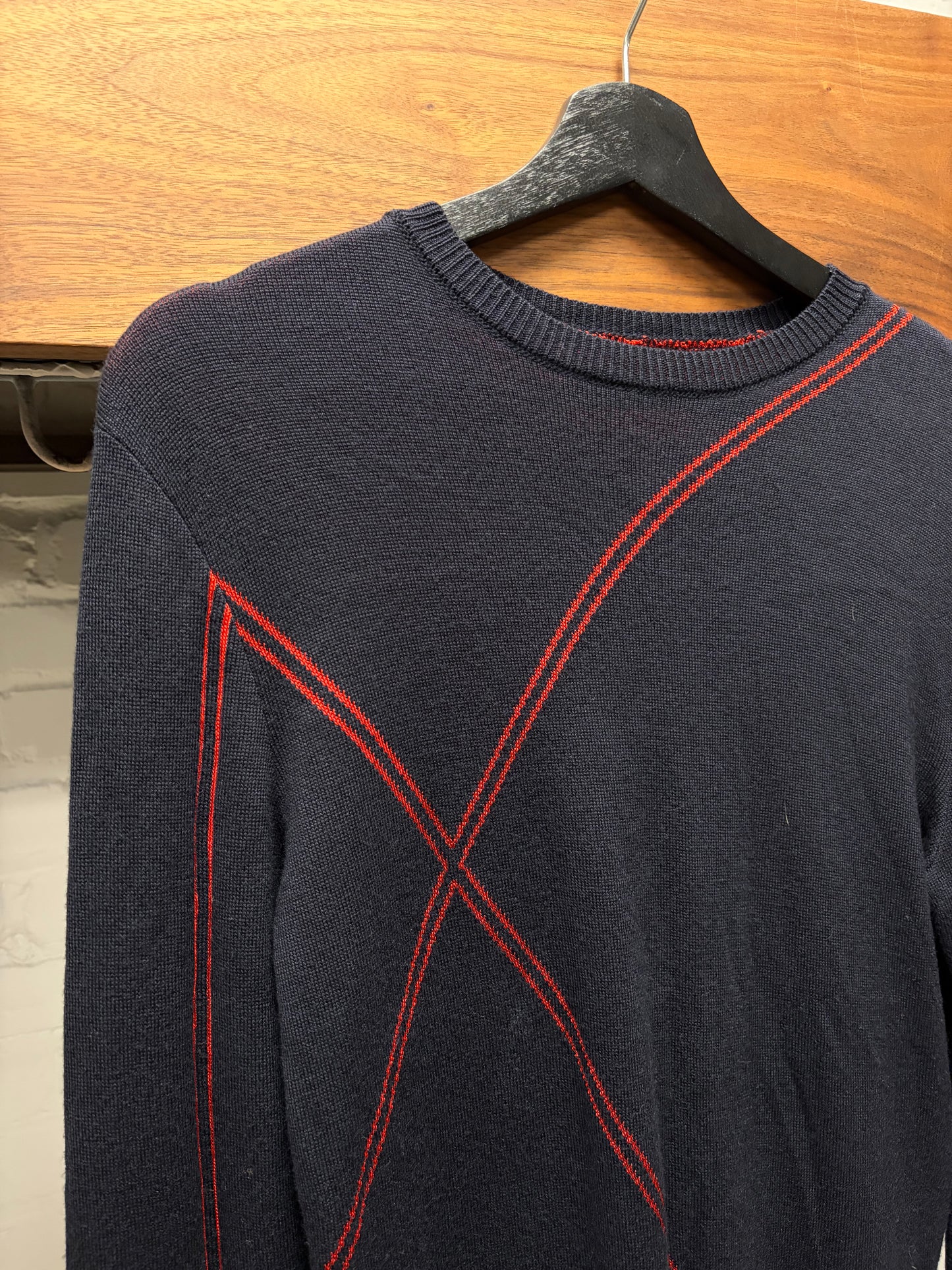 Balenciaga by Nicholas Ghesquiere Contrast Stitch ‘Diagonal Seam’ Long Sleeve Shirt