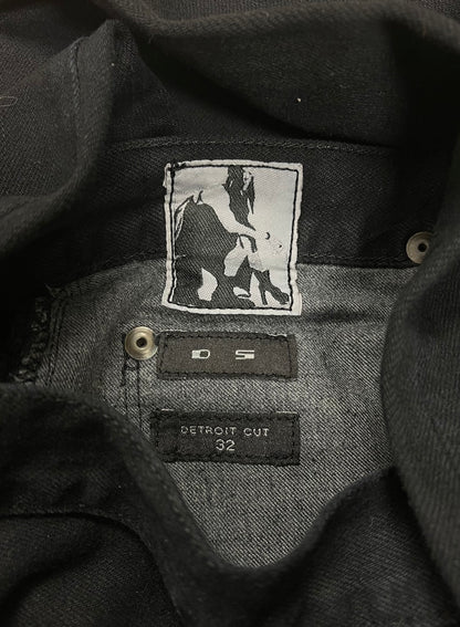 Rick Owens ‘Detroit’ Cut Waxed Black Denim
