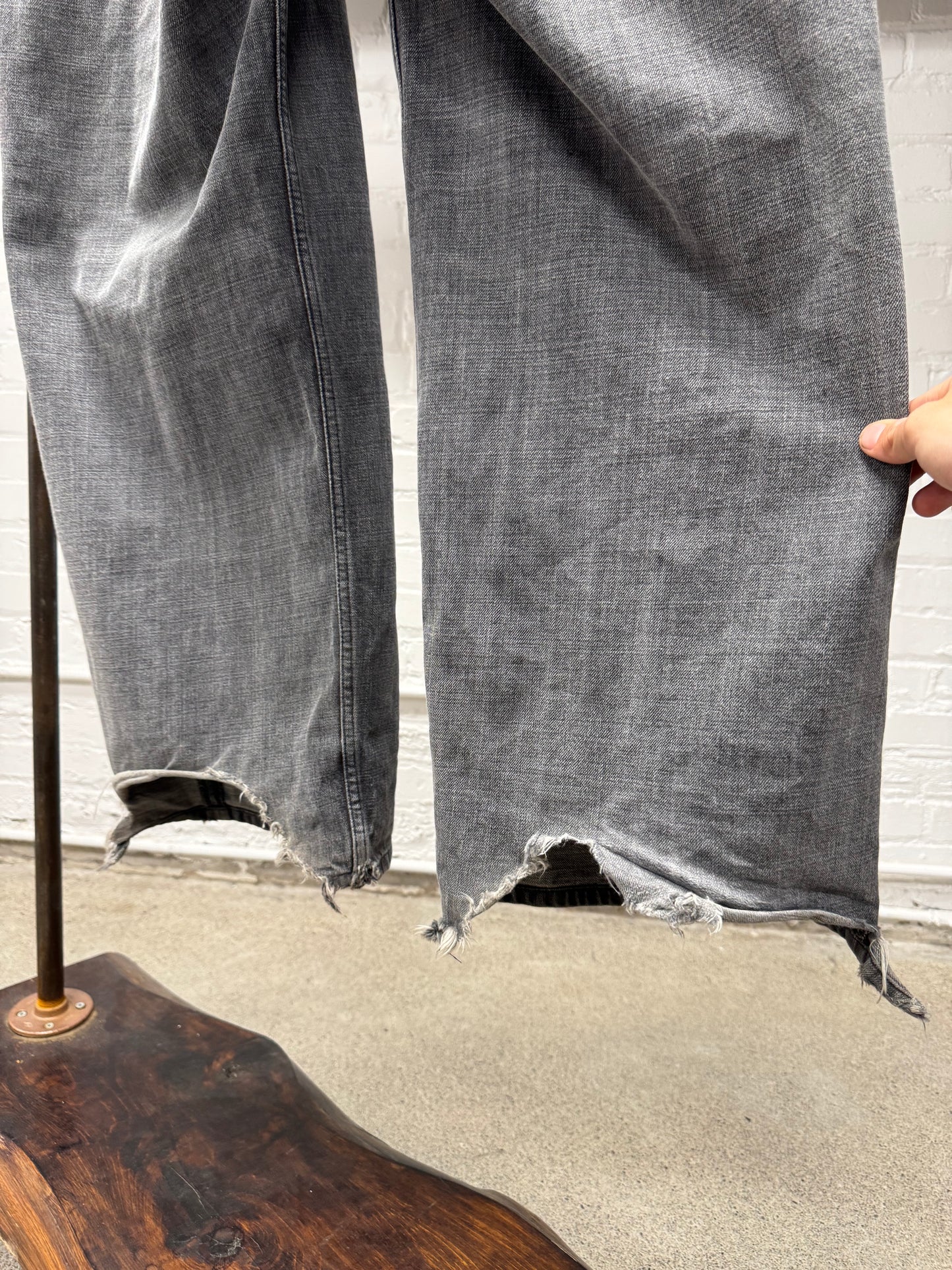 2023 Balenciaga Stone Washed Grey ‘Skater’ Wide Leg Denim