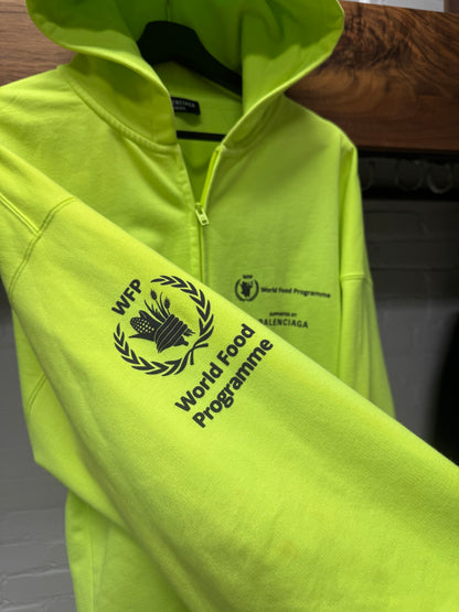 2022 Balenciaga ‘WFD’ World Food Programme Neon Zip Up Hoodie