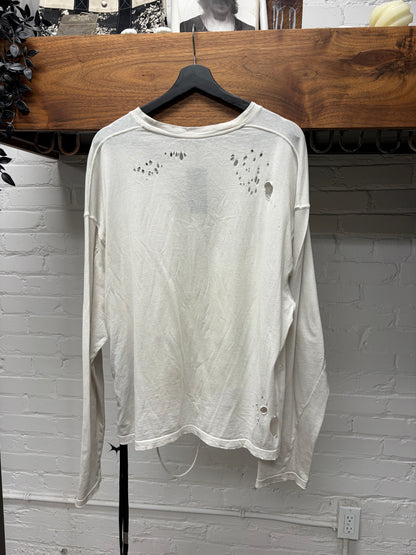 Ann Demeulemeester ‘Emil’ Bondage Long Sleeve with Patch Distressing