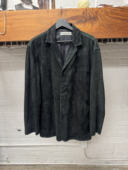 Vintage Issey Miyake Men Black Suede Collared Jacket