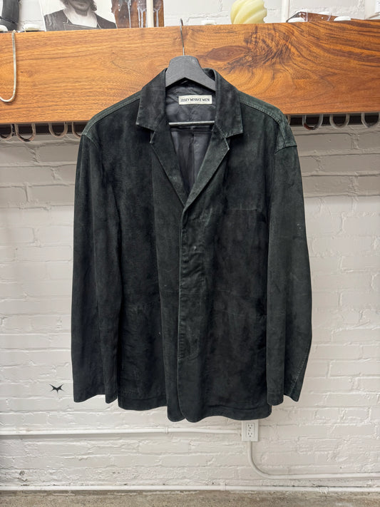 Vintage Issey Miyake Men Black Suede Collared Jacket