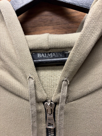 2010’s Balmain ‘Size Zip’ Tan Cotton Zip Up Hoodie