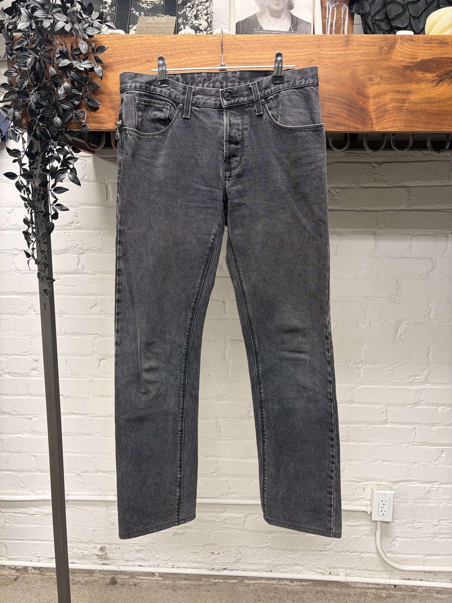 2009 Gucci Low Rise Washed Grey Skinny Jeans