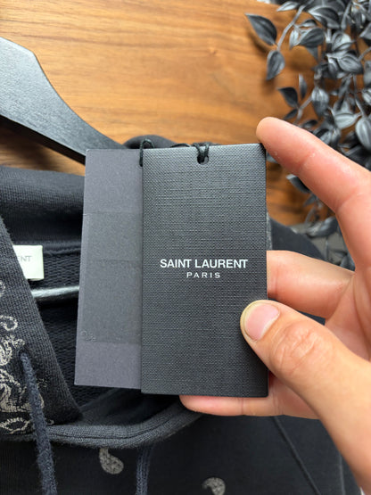 2018 Saint Laurent ‘Paisley’ Bandanna Print Black/White Hoodie