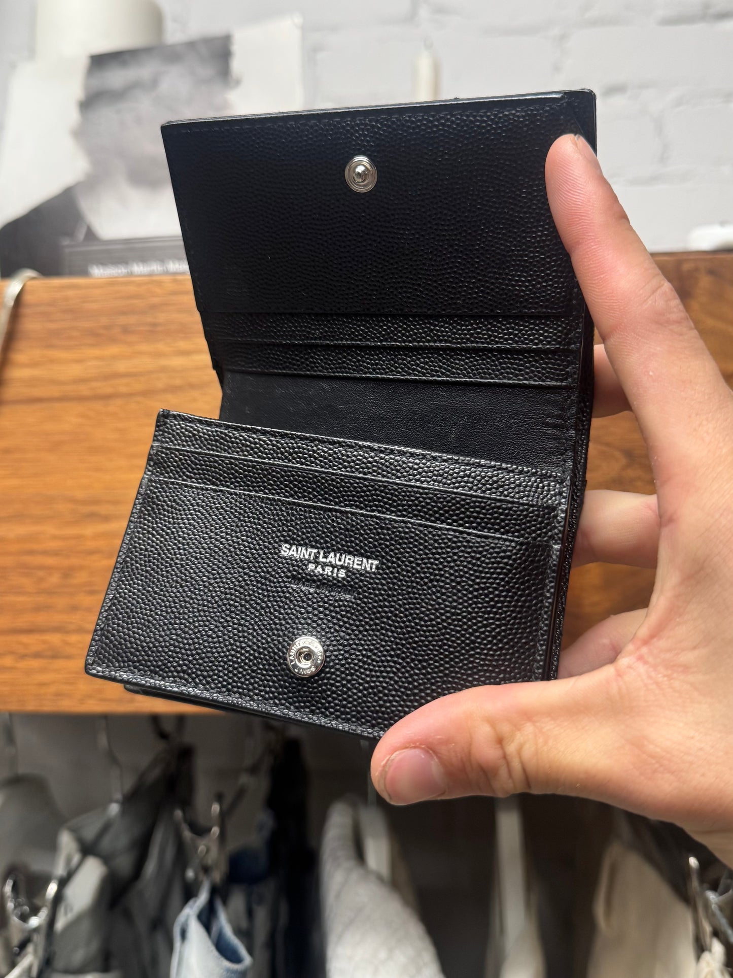 Saint Laurent ‘Cassandre’ Quilted Leather Cardholder/Wallet