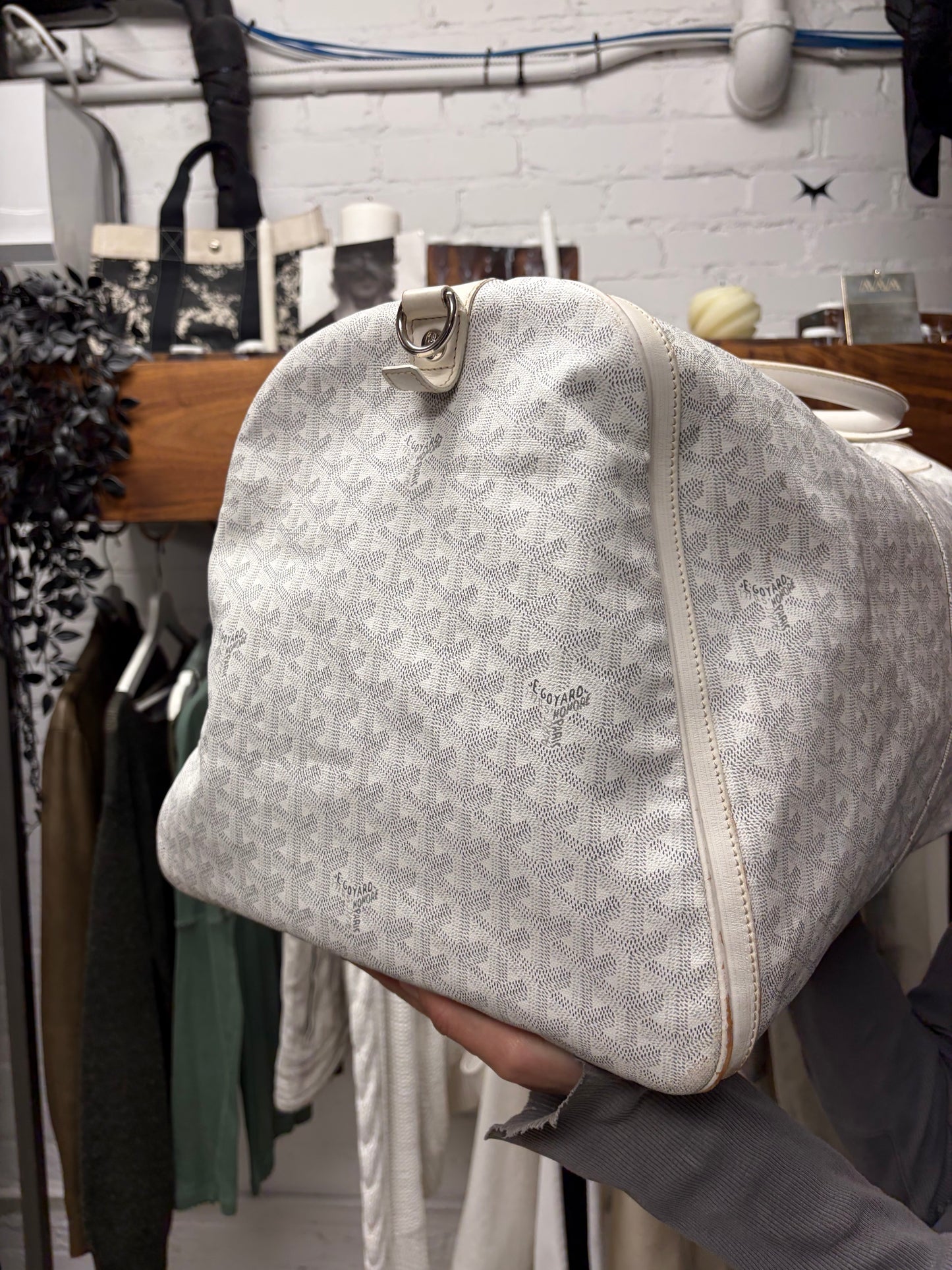 Goyard White Leather ‘Goyardine’ 62 Extra Large Duffle Bag