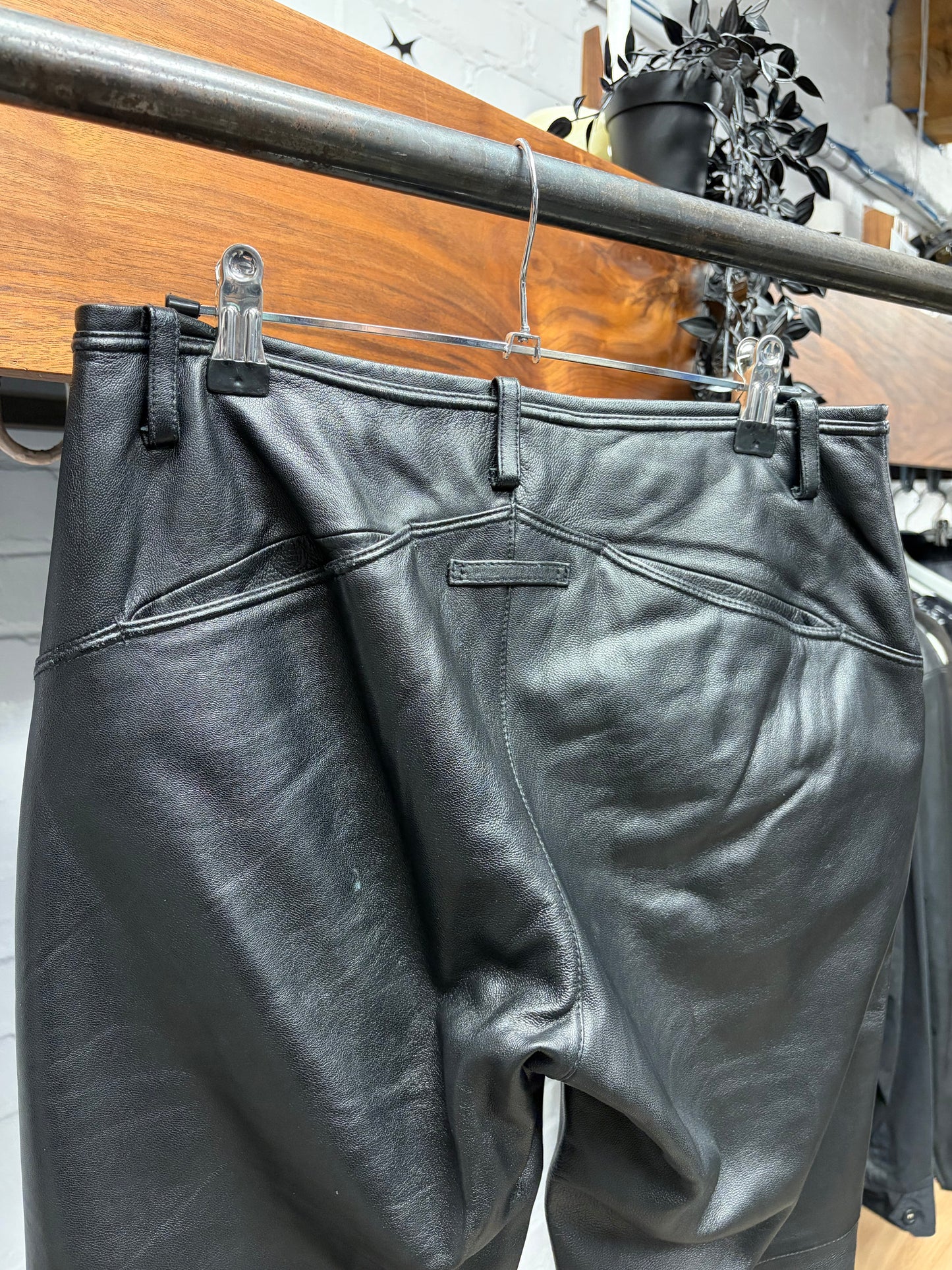 Vintage 90s Jean Paul Gaultier Homme Black Lambskin Leather ‘Darted’ Pants