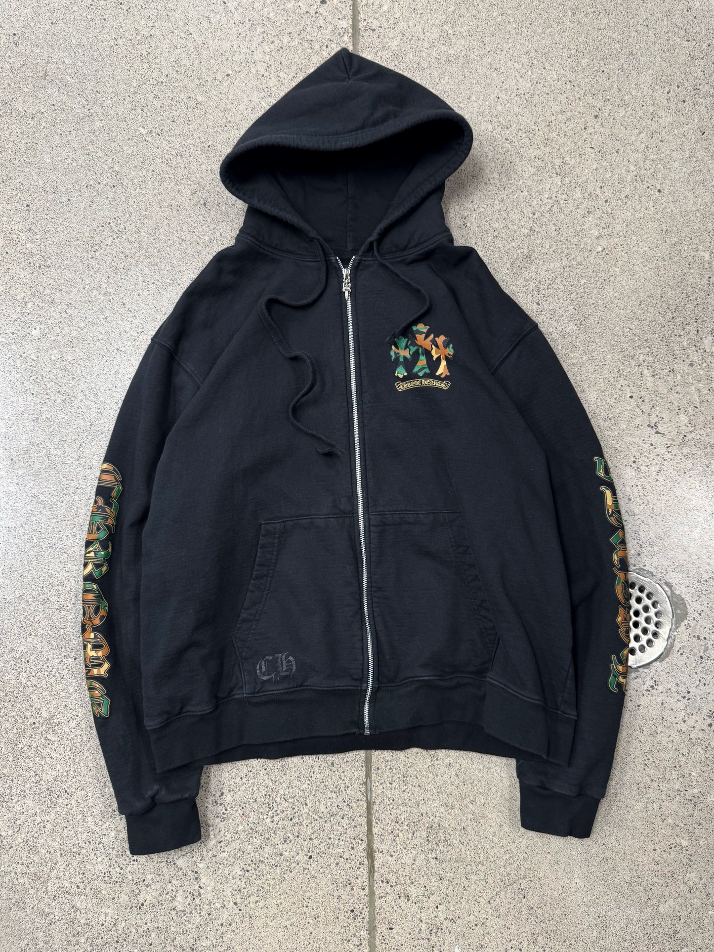 Chrome Hearts Camo ‘Horseshoe’ Logo Zip-Up Hoodie