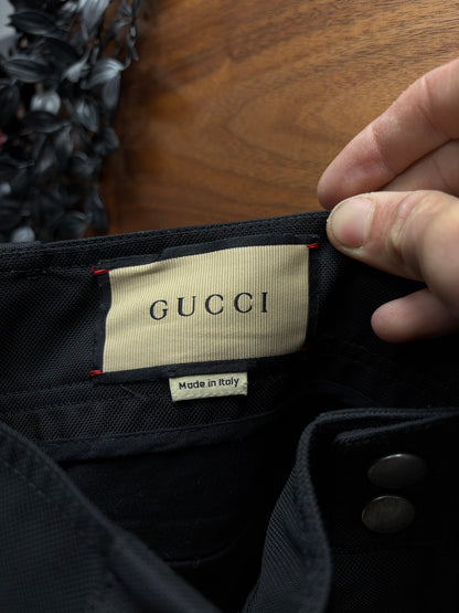 Gucci Side Seam Zip-Up Wide Leg Black Denim
