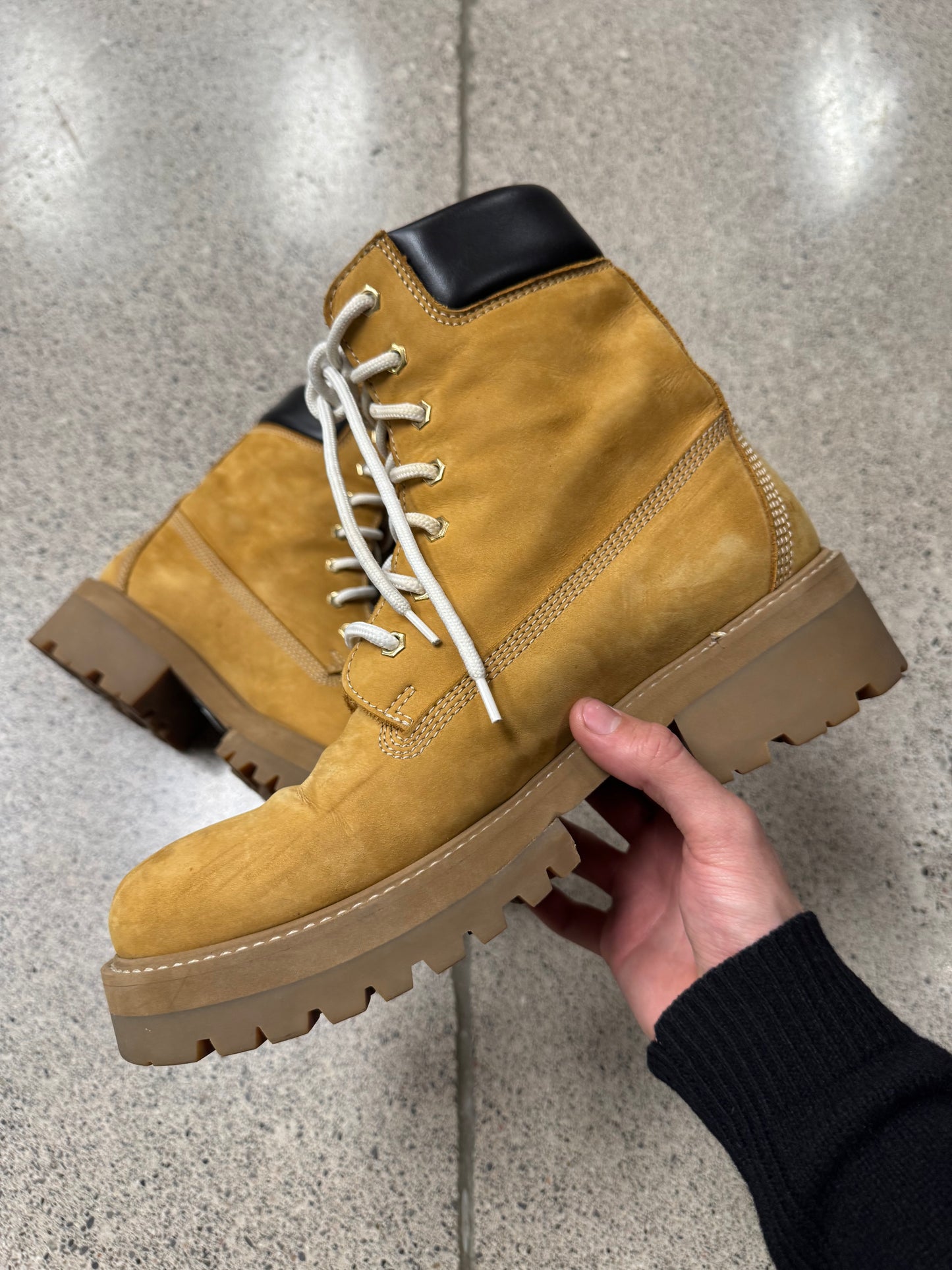 Vetements ‘Timberland’ Tan Suede Combat Boots