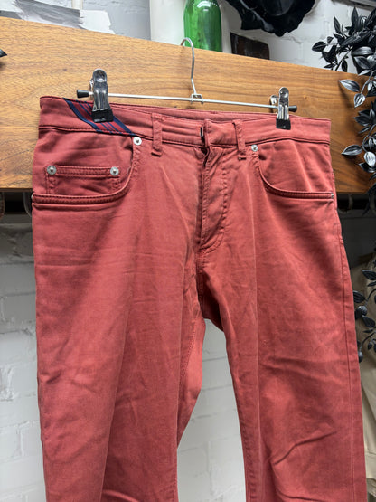 Dior Homme Red Skinny Jeans with Striped Belt Loop Accent