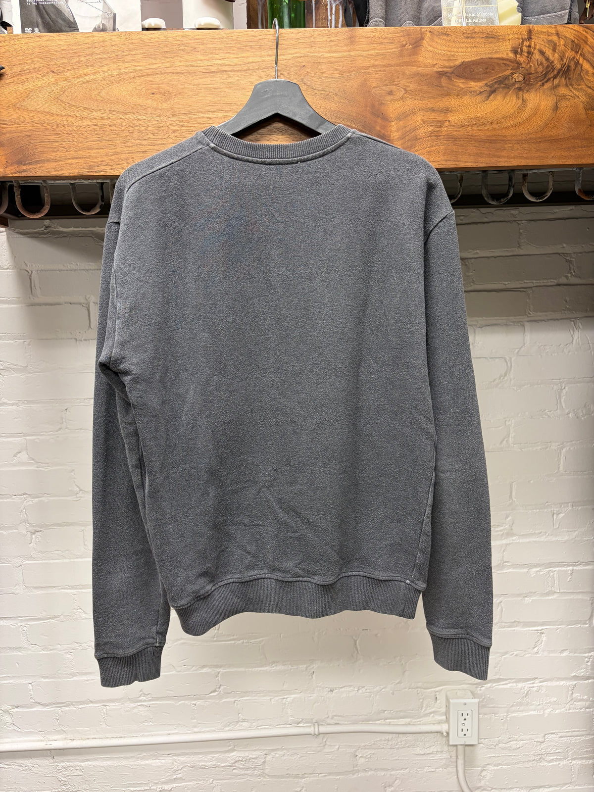 2017 Saint Laurent ‘Lightning Bolt Logo’ Grey Vintage Inspired Graphic Sweatshirt