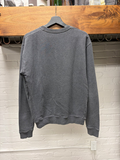 2017 Saint Laurent ‘Lightning Bolt Logo’ Grey Vintage Inspired Graphic Sweatshirt
