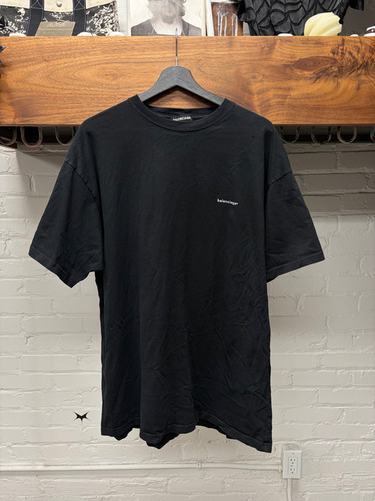 2018 Balenciaga ‘Simple Logo’ Black Minimalist T-Shirt