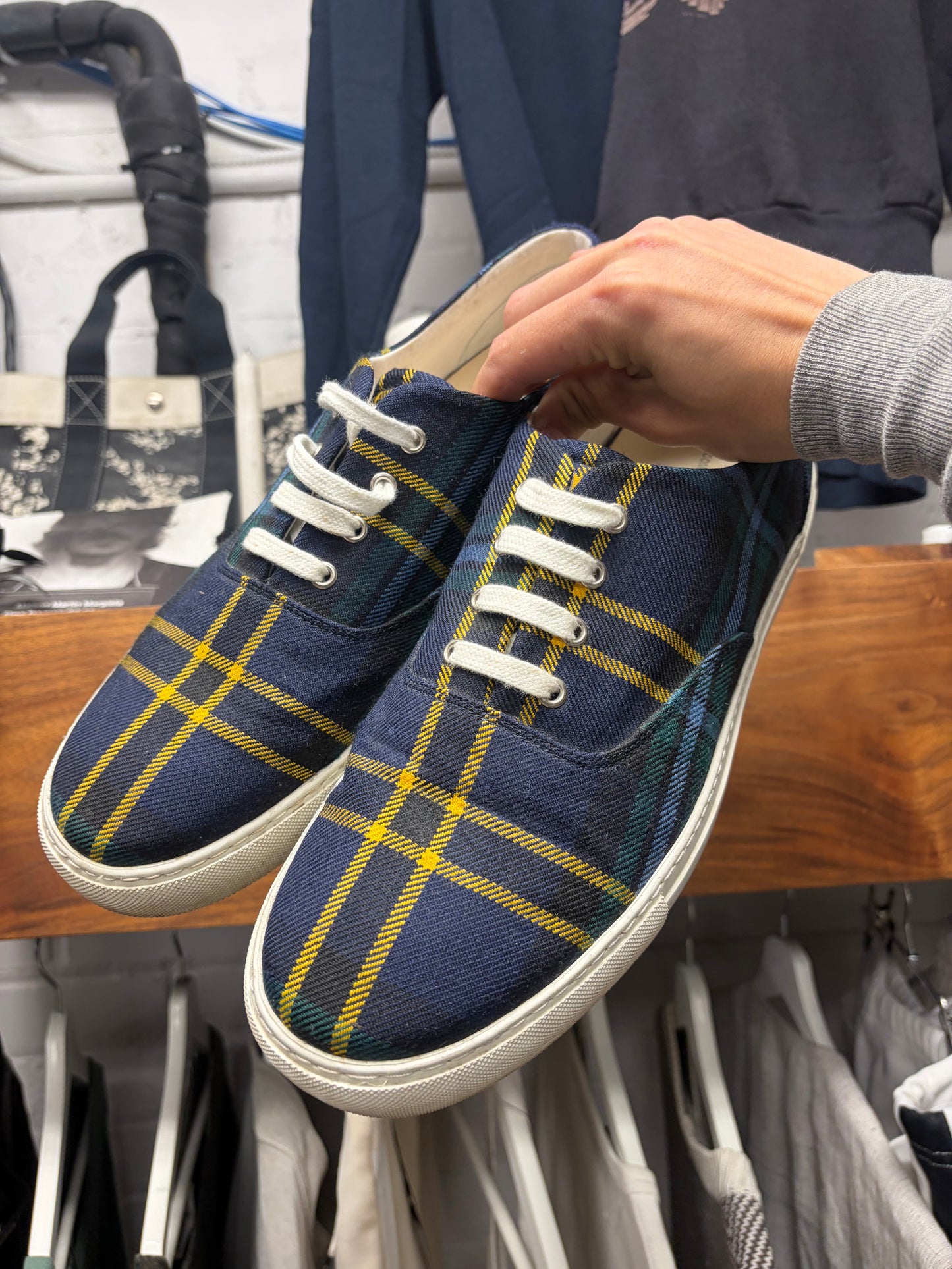 Comme Des Garçons Shirt Tartan Plaid Canvas Low Top Sneakers