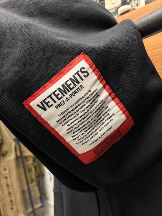 Vetements ‘Care Label’ Black Pullover Hoodie