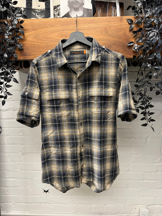 SS2007 Undercover ‘Shadow Plaid’ Short Sleeve Cutoff Flannel Shirt
