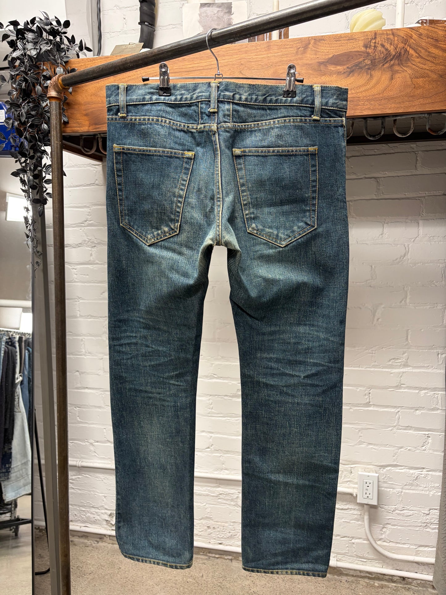 2012 Saint Laurent by Hedi Slimane Dirty Washed Blue ‘D02’ Skinny Jeans