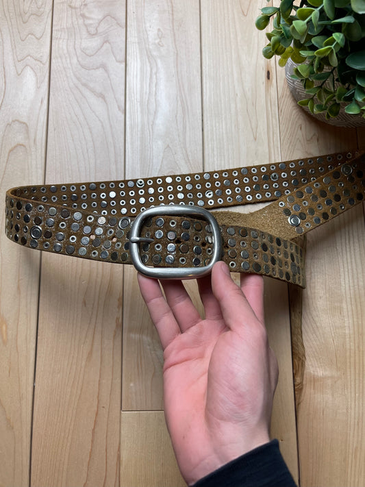 2000s Marithe Francois Girbaud Studded Brown Leather Belt