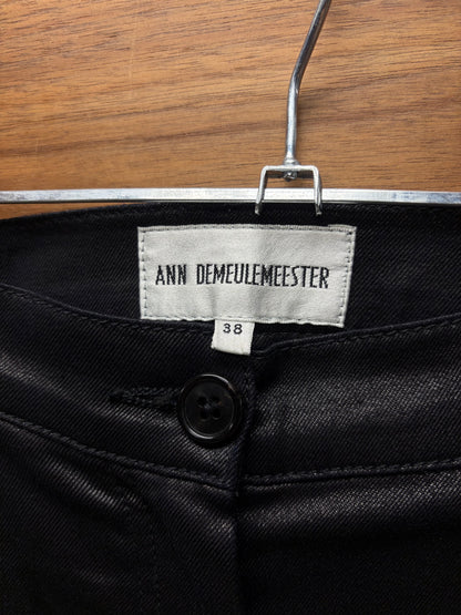 Ann Demeulemeester Waxed Black Low Rise Pants