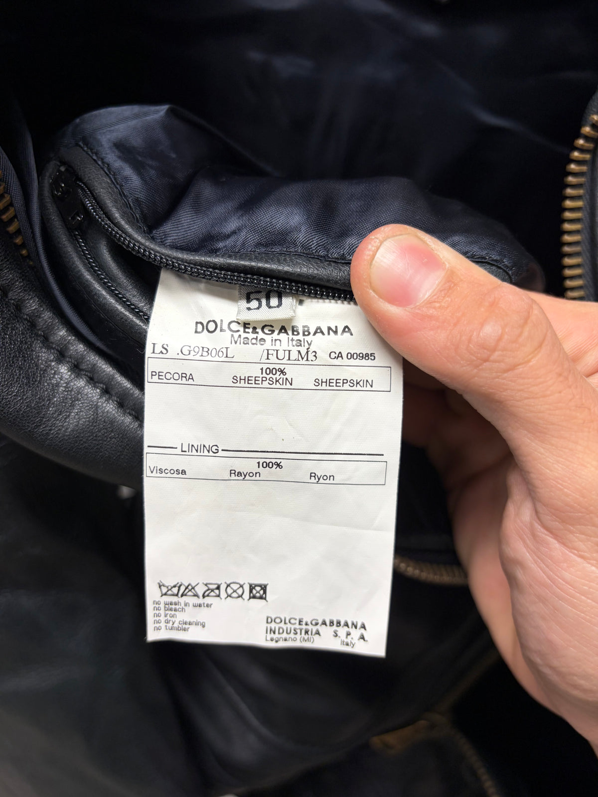 2000s Dolce & Gabbana ‘Mainline’ Black Lambskin Leather Collared Jacket