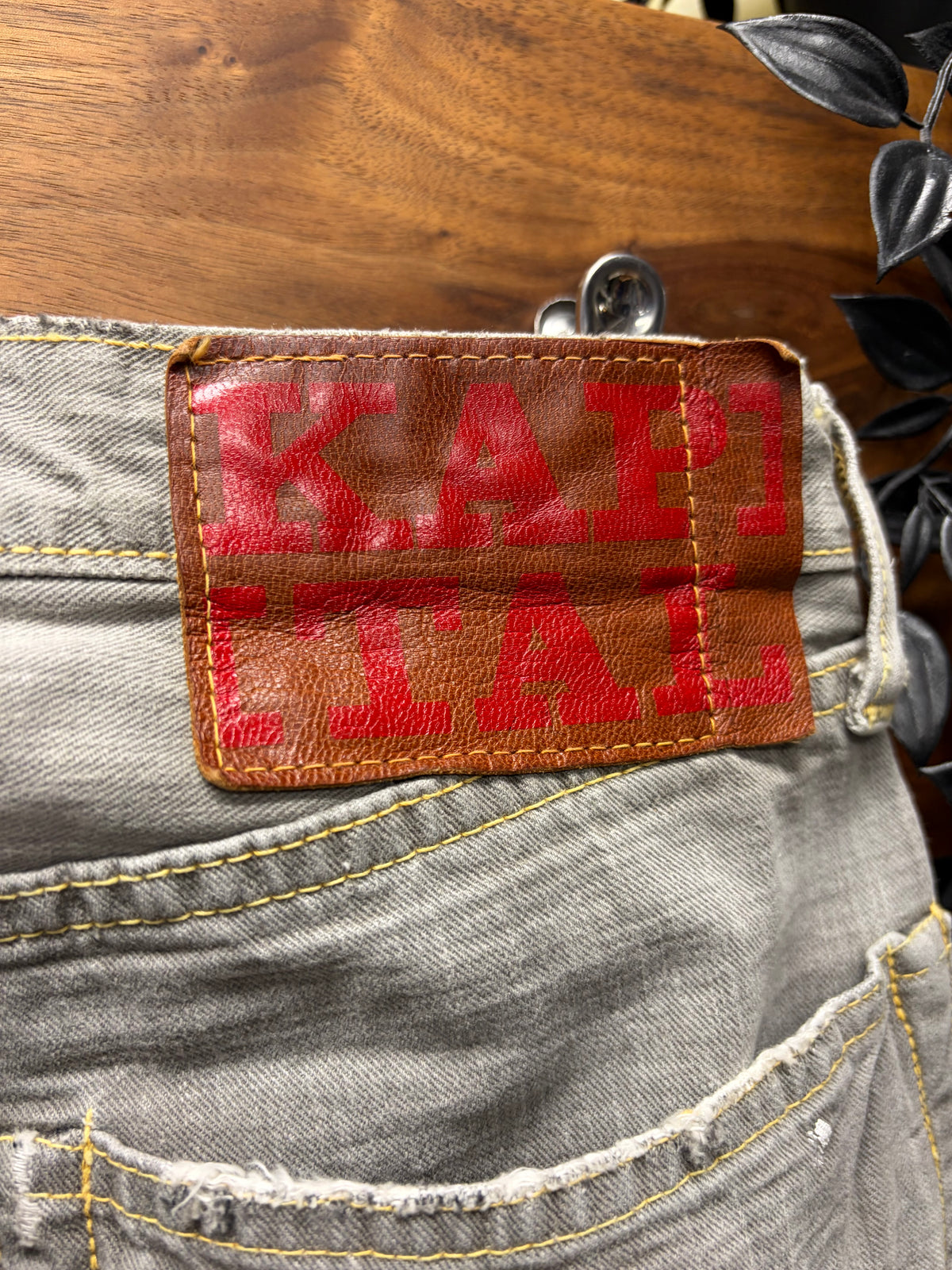 Kapital Repaired ‘Sun-Faded’ Grey Patchwork Bootcut Denim
