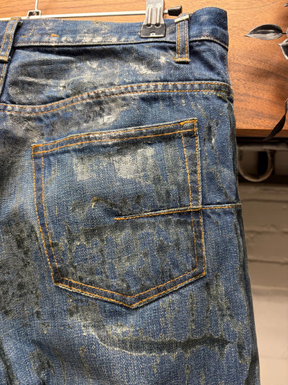 Dior Homme ‘Luster’ Clawmark Waxed Green/Blue Skinny Jeans