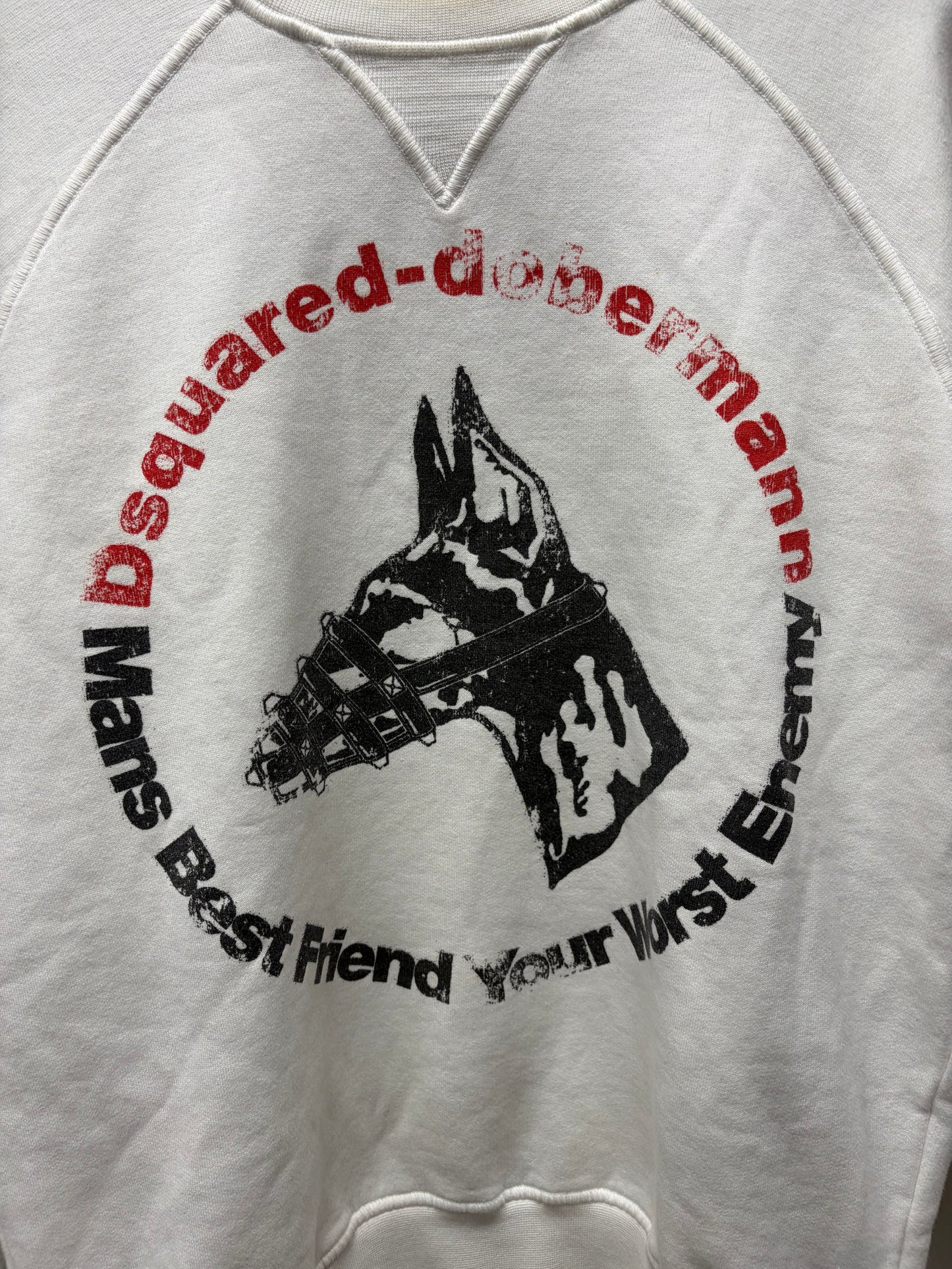 AW2007 Dsquared2 ‘Doberman’ Distressed White Sweatshirt