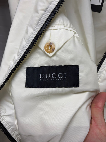2000s Gucci White ‘Crest Logo’ Bomber Jacket