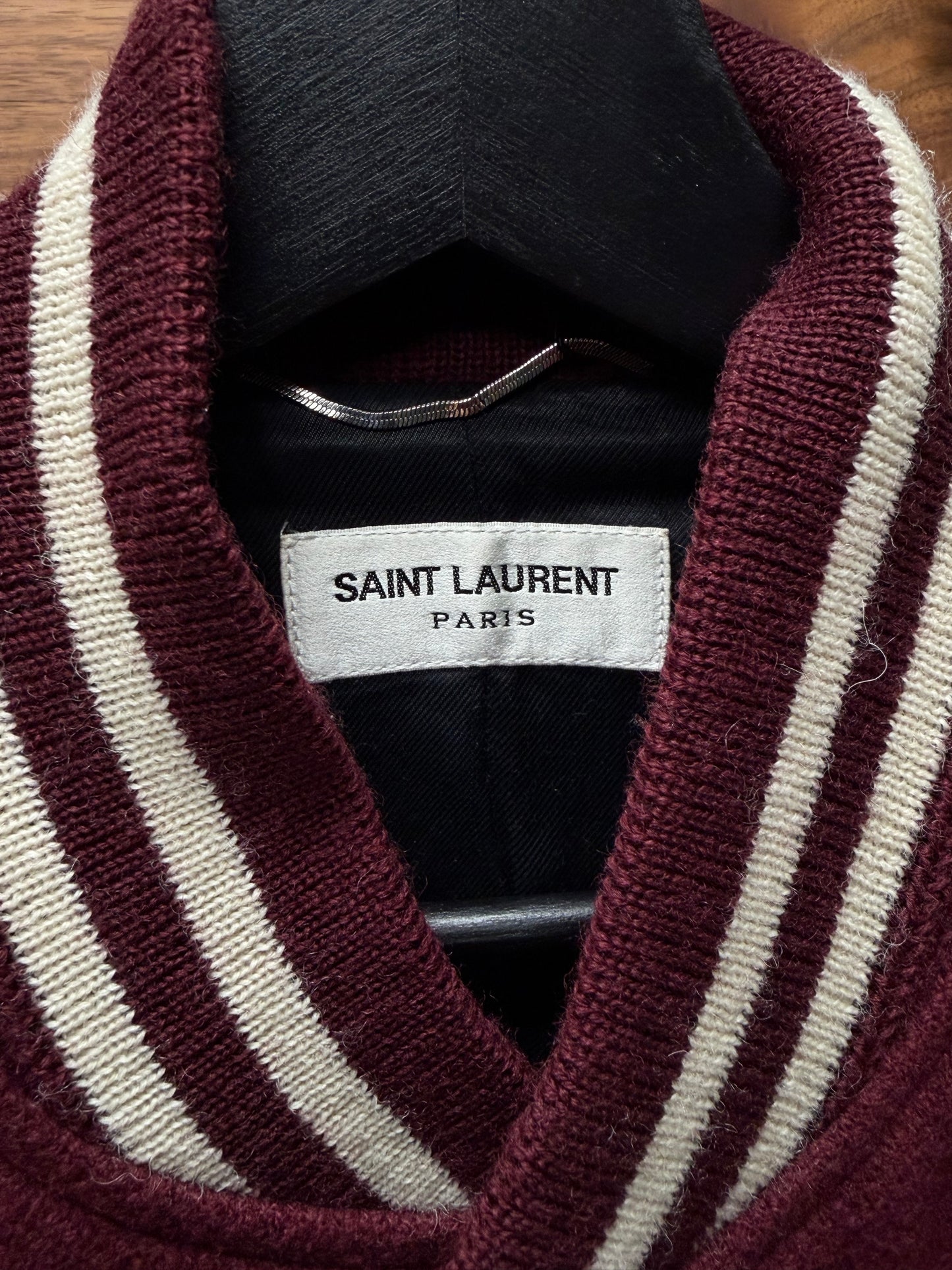 AW2019 Saint Laurent ‘Teddy’ Leather/Wool Bomber Jacket