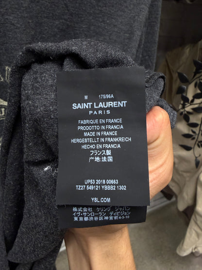 2017 Saint Laurent Grey/Red ‘YSL University’ Ringer Retro Inspired T-Shirt