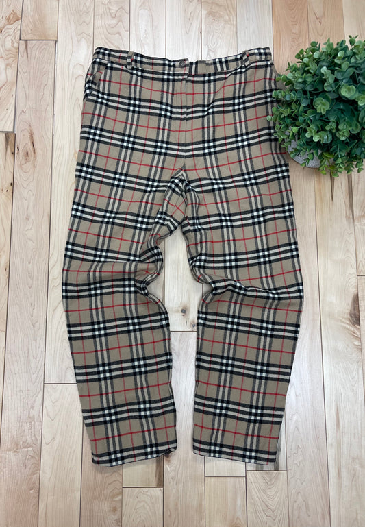 Vintage Burberry Nova Check Monogram Wool Trousers