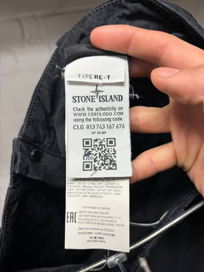 Stone Island Black Ripstop Cotton Cargo Pants