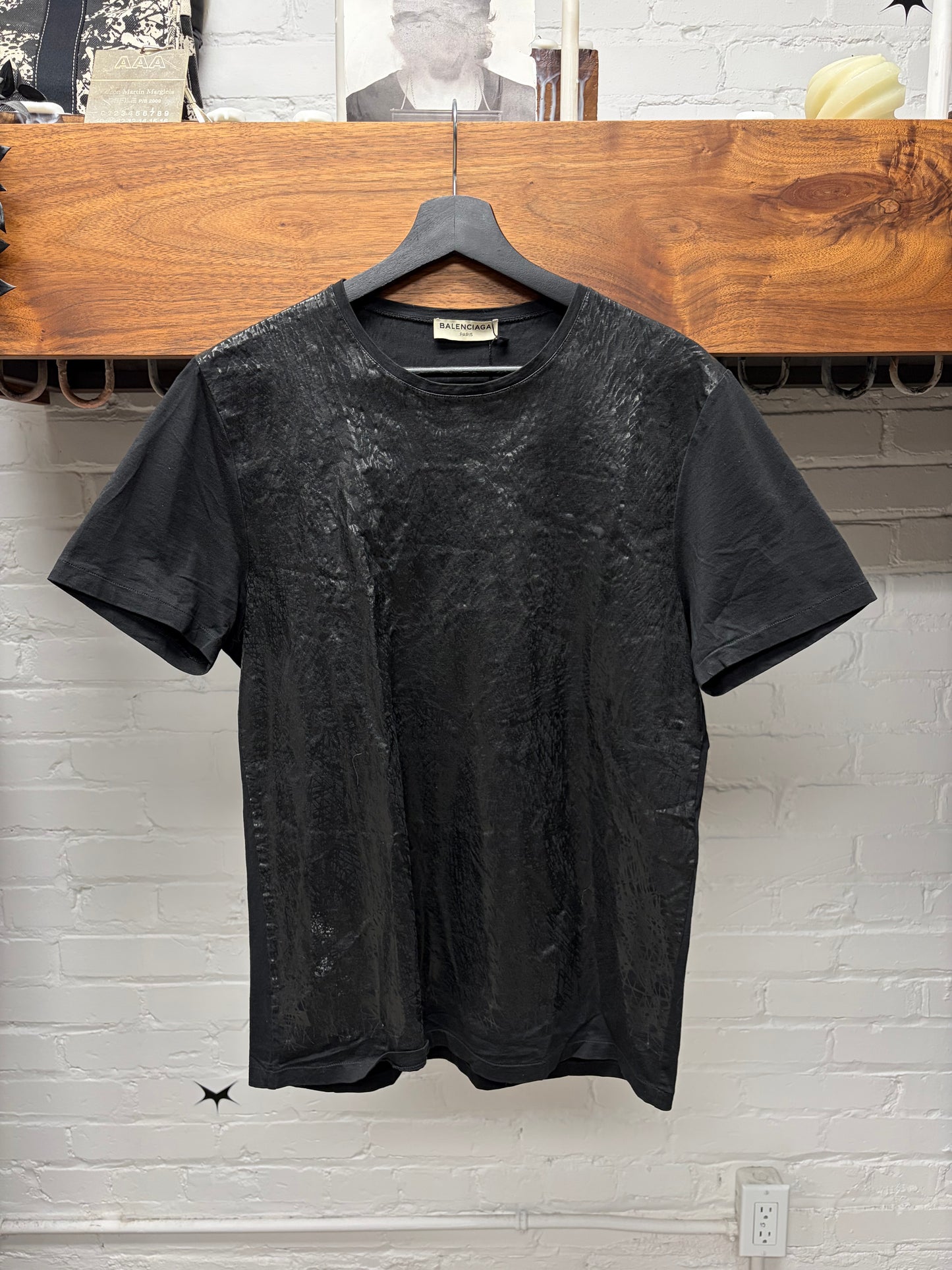 2013 Balenciaga ‘Waxed Finish’ Black T-Shirt