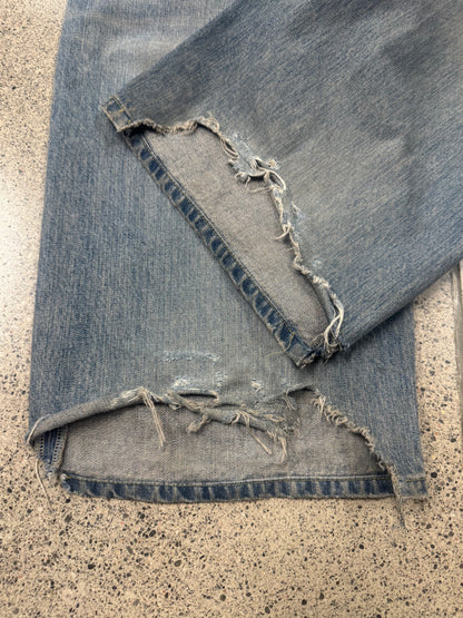 2023 Balenciaga ‘Drawstring’ Light Wash Blue Wide Leg Denim