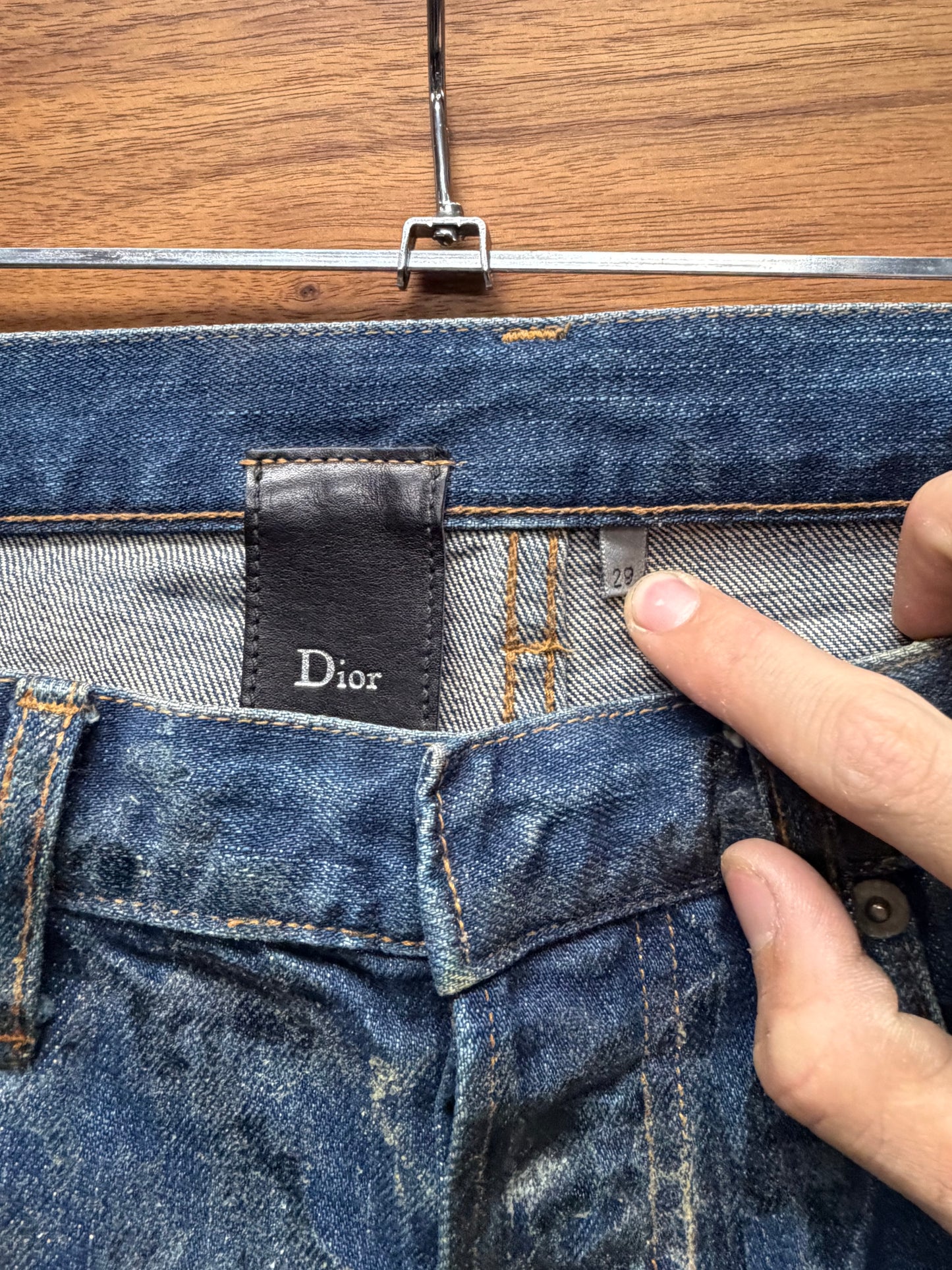 Dior Homme ‘Luster’ Clawmark Waxed Green/Blue Skinny Jeans