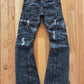 2000s Tornado Mart Distressed Flared Leg Grey Washed Denim.