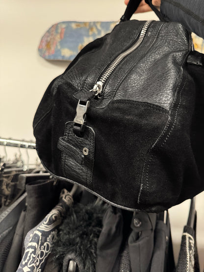 Prada Sport Suede/Calfskin Leather Black Gym Duffel Bag