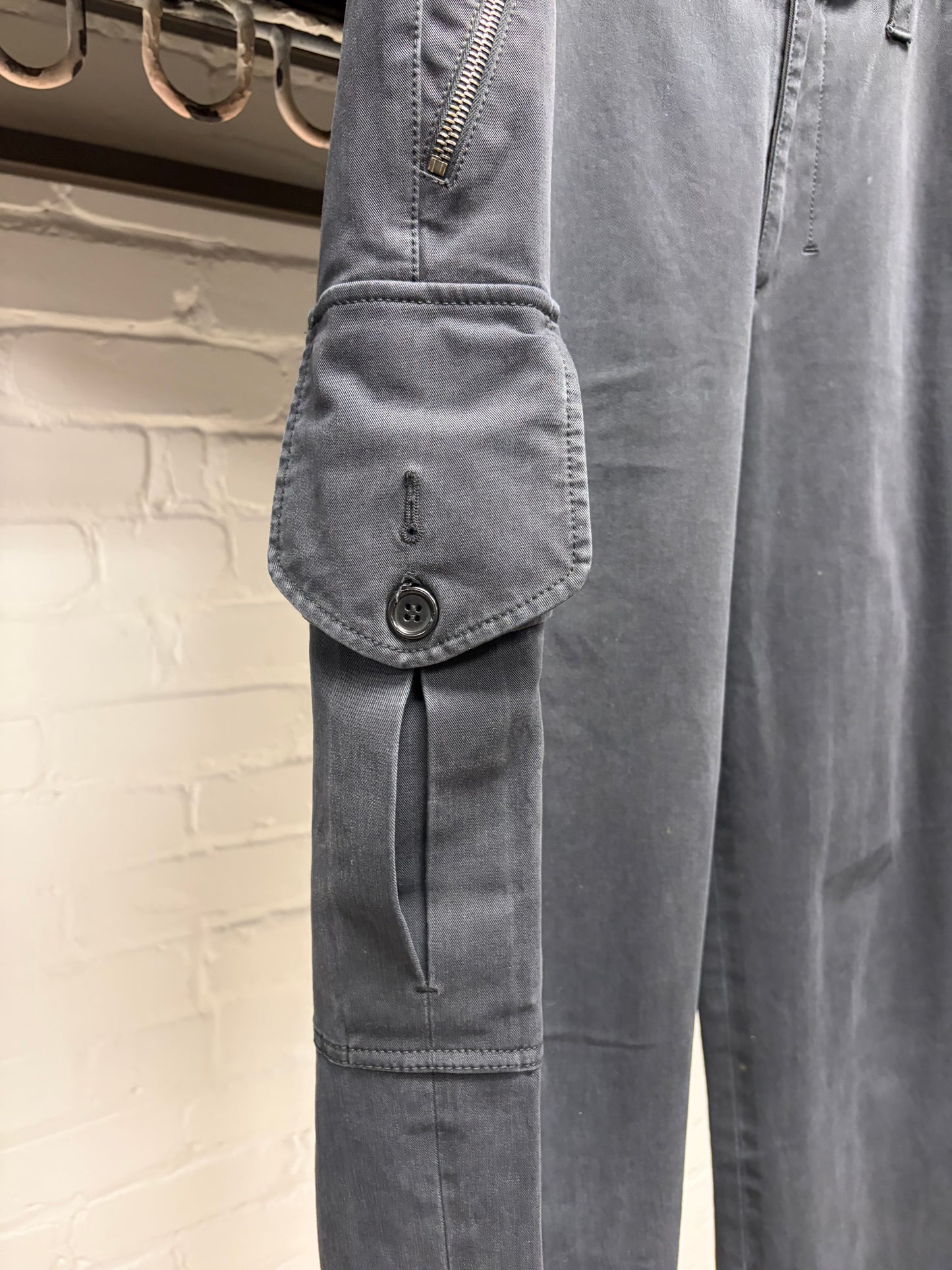 Vintage Prada Faded Black Straight Cut ‘Zip-Pocket’ Cargo Pants