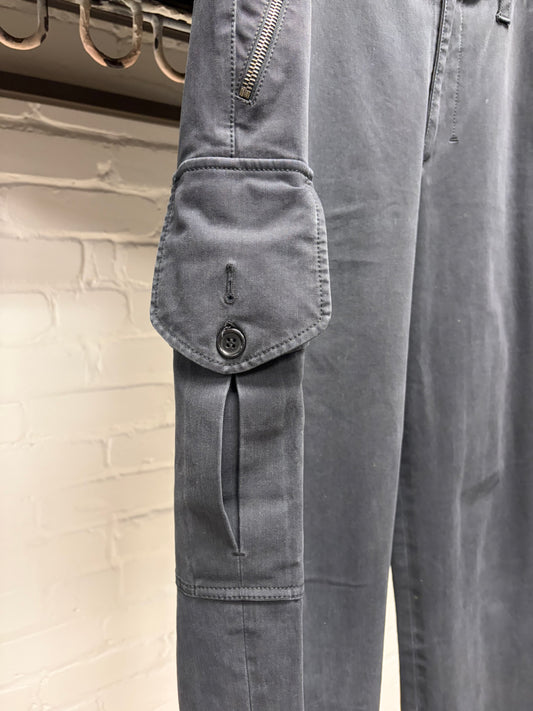 Vintage Prada Faded Black Straight Cut ‘Zip-Pocket’ Cargo Pants