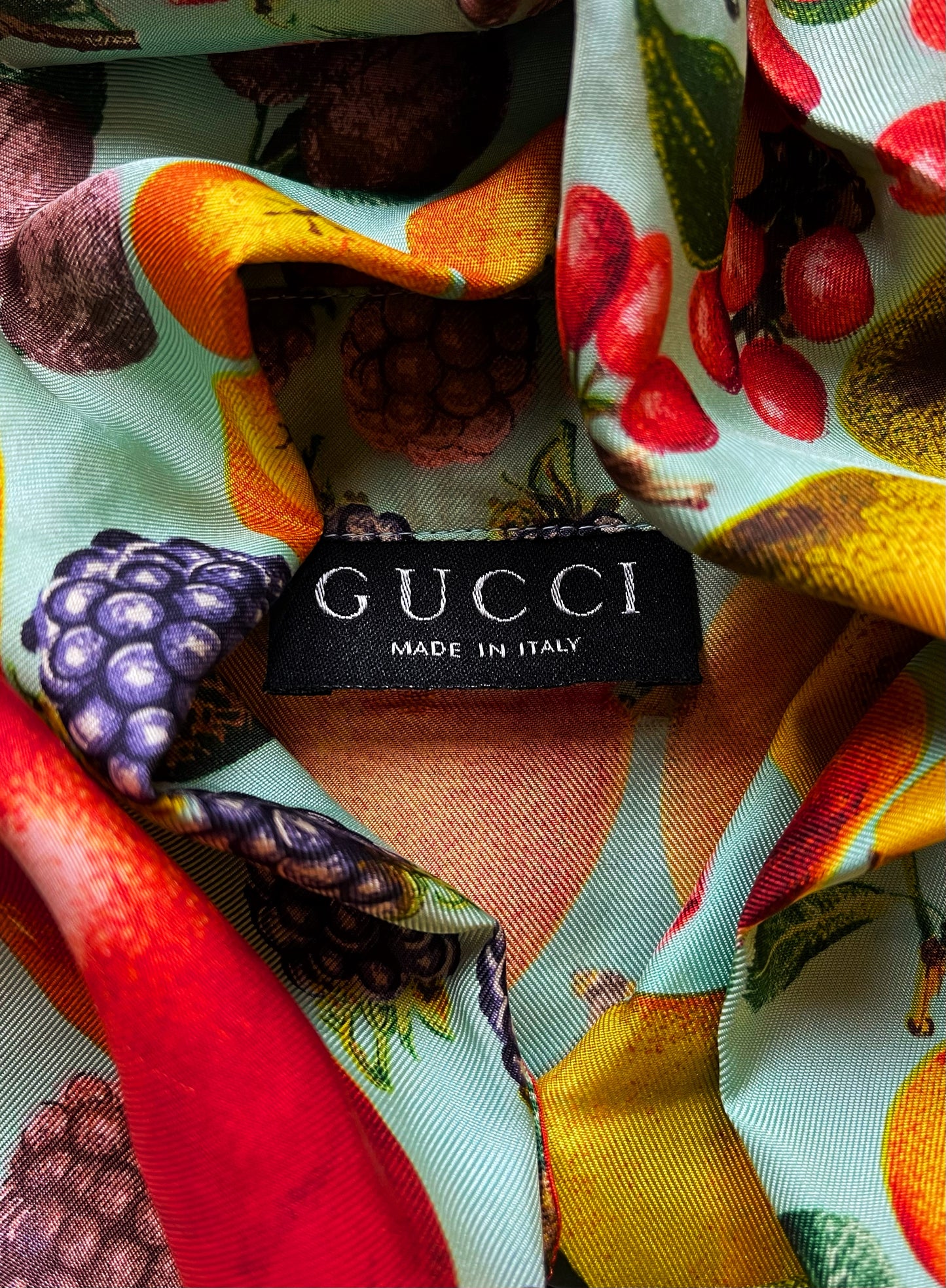 Vintage Gucci Fruit Silk Button Down Shirt