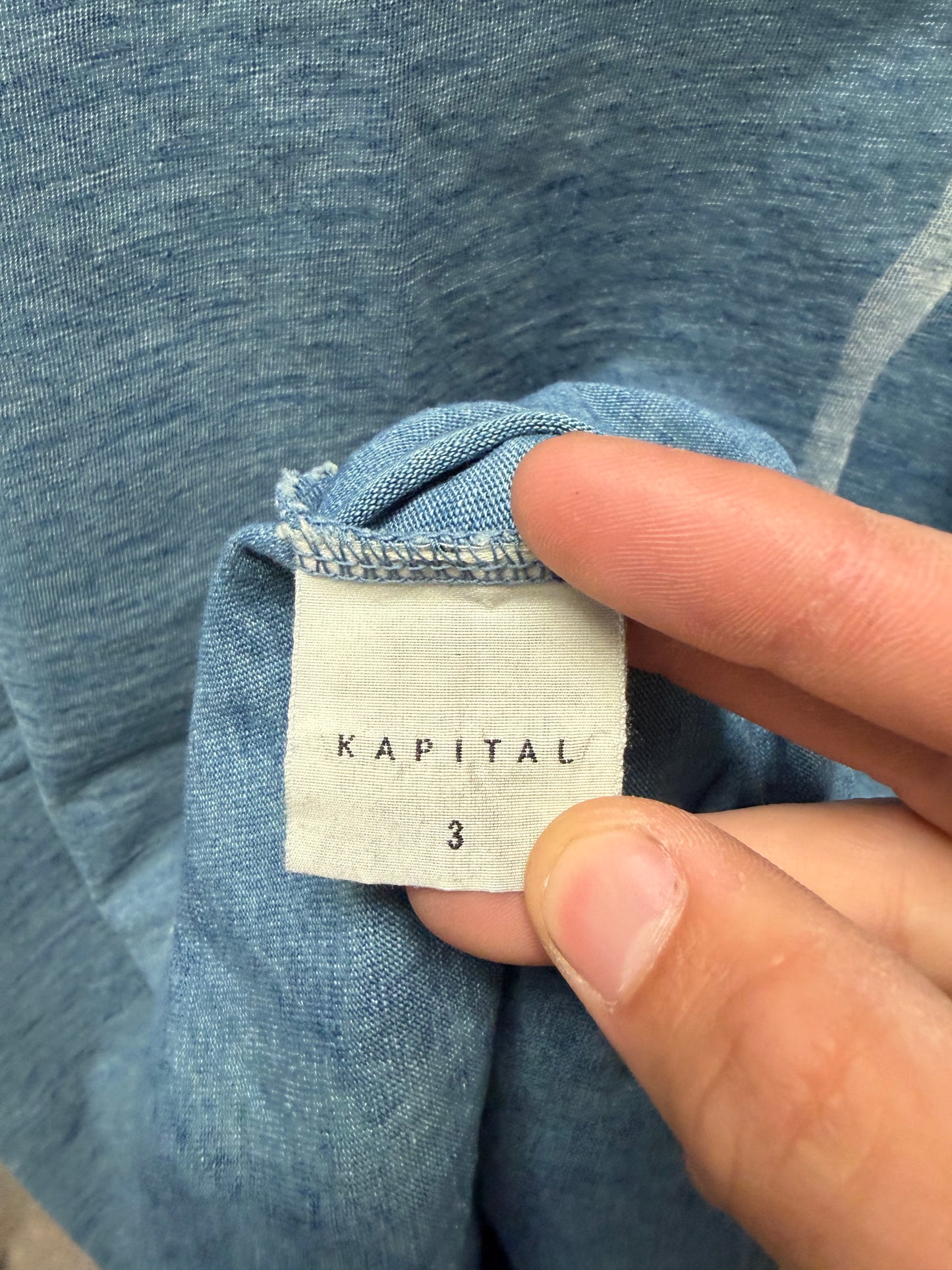 Kapital Indigo Cotton Dyed ‘Palm Tree’ Graphic T-Shirt