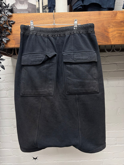Rick Owens Sun-Faded Black Cotton Pod Shorts