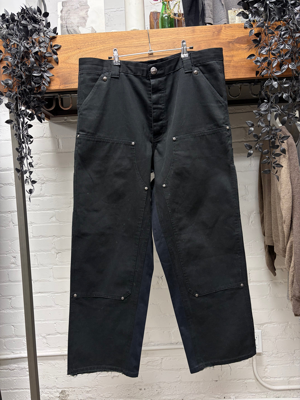 Chrome Hearts Double Knee Black .925 Silver Hardware Carpenter Denim