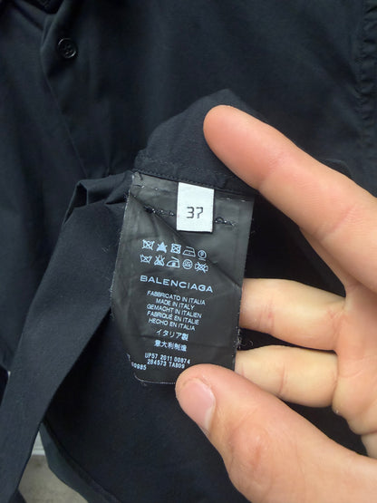 Balenciaga Slim Fit Black Cotton Button Up Shirt